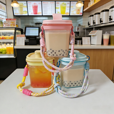 适配特百惠纤巧壶350ML粉色蓝色编织手提挂绳水杯杯套云朵挂件