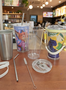 适配瑞幸联名杯卡皮巴拉超大PP杯改造全套304内胆亚克力外壳吸管