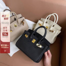 2025秋新款 迷你铂金包牛皮凯莉包女真皮单肩斜跨包手拎手提包包女