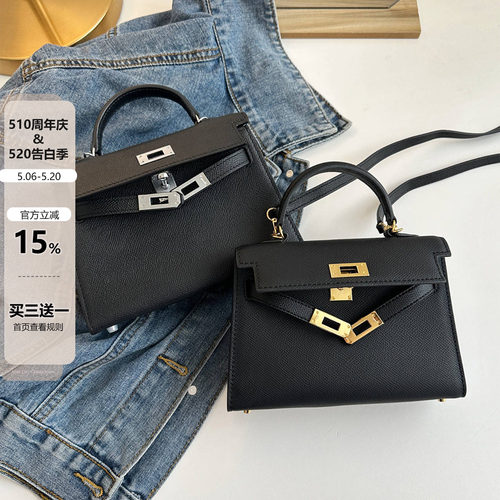 二代小方包牛皮手提单肩斜挎包