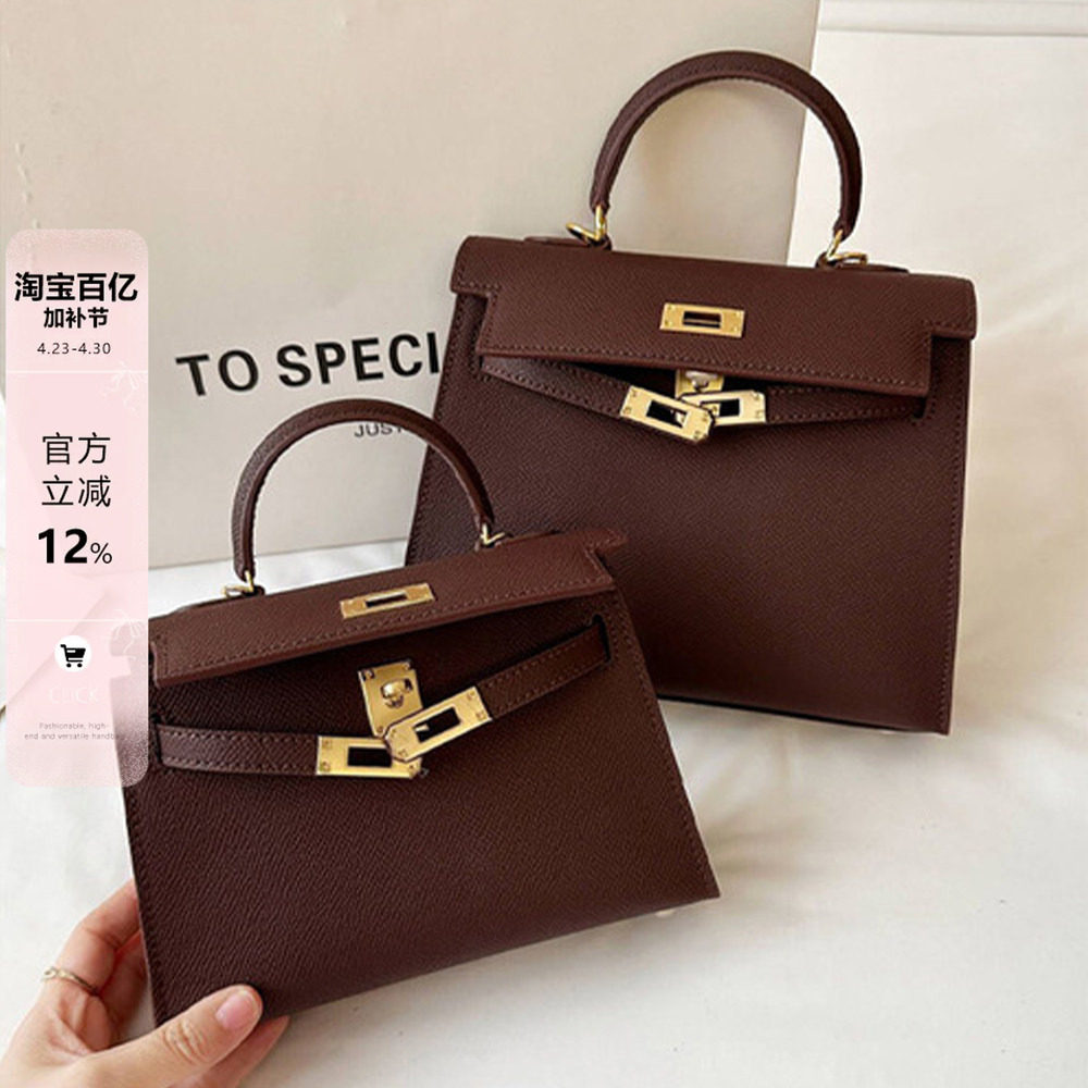 真皮百搭迷你二代小方包包女高级感马鞍红色手提包牛皮单肩斜挎包