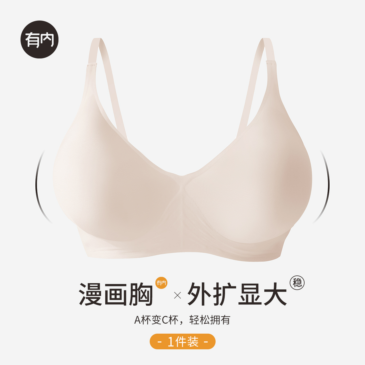 有内外扩内衣女无痕无钢圈小胸显大聚拢软支撑加厚文胸性感漫画胸