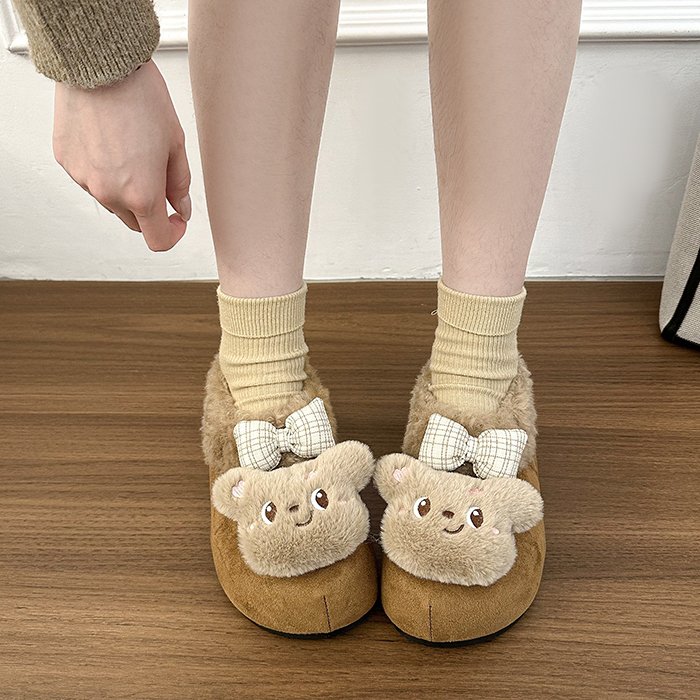 奶呼呼可爱减龄黄油小熊棉鞋女冬季外穿毛绒绒舒适加绒厚底勃肯鞋