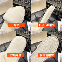 Simple and elegant black home slippers for women in autumn and winter, soft soles, anti-slip and non-shedding cotton slippers for home use, soft wool slippers thumbnail 8