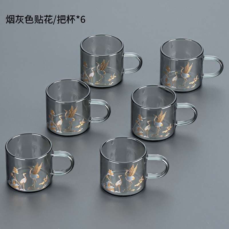 耐高温防爆烟灰色高硼硅玻璃茶杯