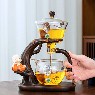 家用轻奢高档功夫茶杯泡茶神器磁吸自动出水茶壶 玻璃懒人茶具套装