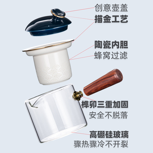 煮茶壶泡茶器家用玻璃大容量耐热耐高温加厚单R壶侧把养生功夫茶