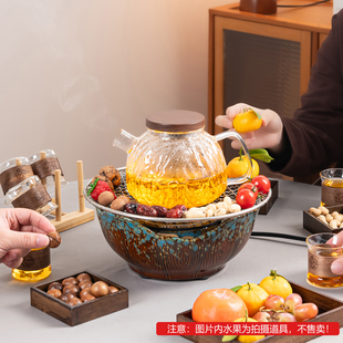 2025新款围炉煮茶套装家用围聚煮茶炉冬天室内烤火炉电陶炉煮茶壶