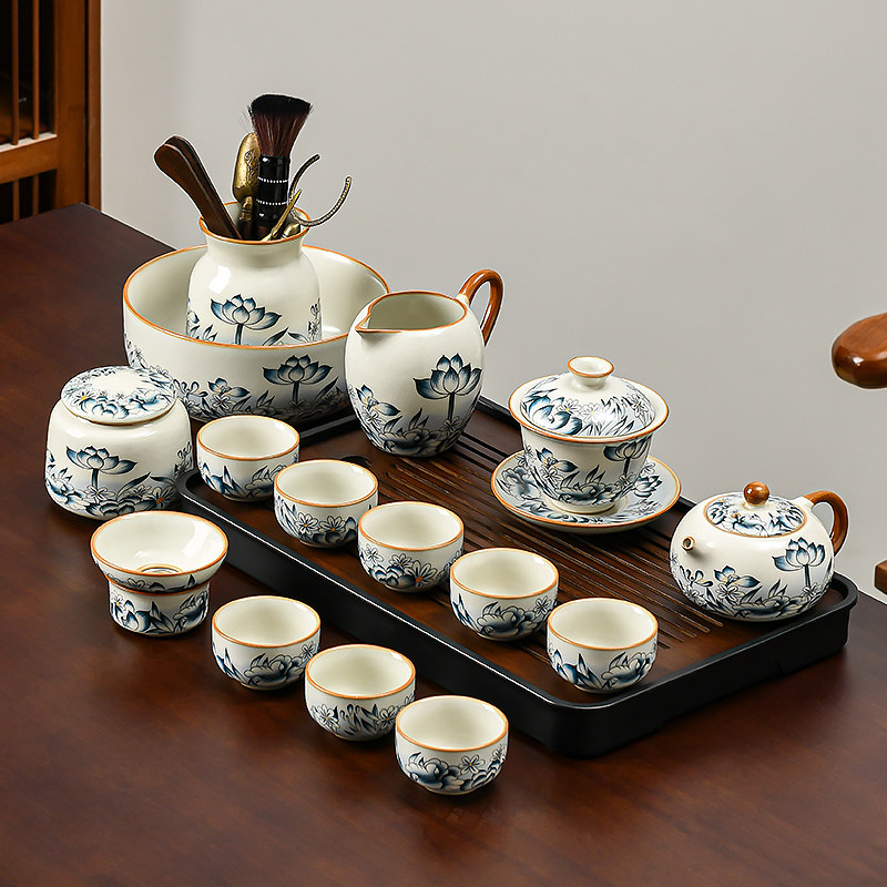 汝窑茶具套装2025新款泡茶专用功夫茶壶盖碗茶杯喝茶高端汝瓷家用