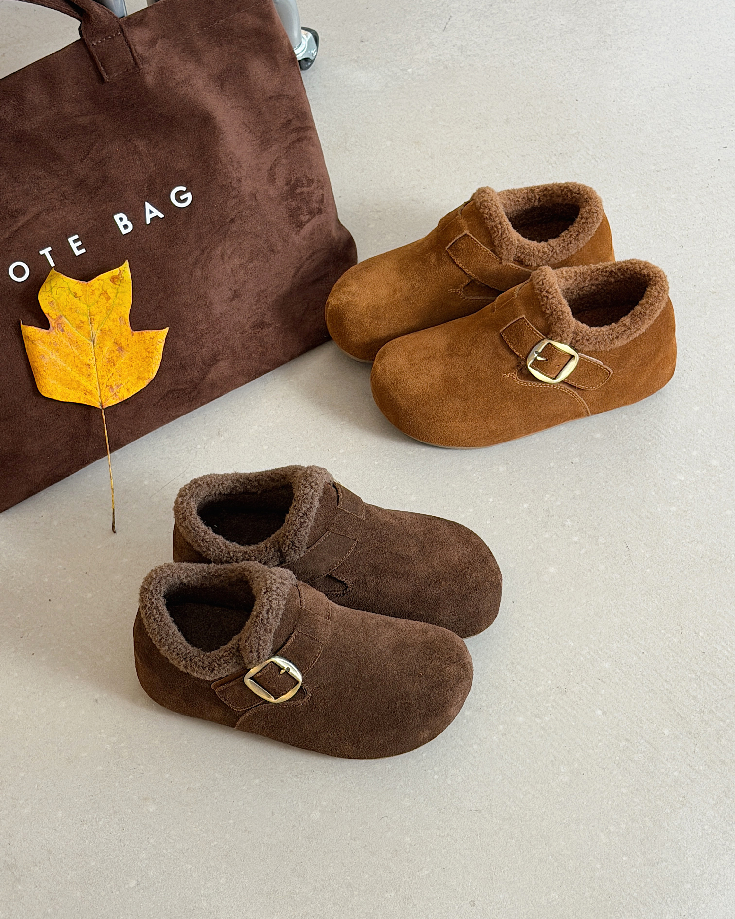 沫沫女靴2025新款真皮圆头平底勃肯鞋女一脚蹬懒人鞋女款单鞋棉鞋