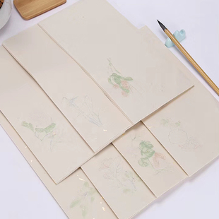 蜡染古风信笺一笔花笺洒金泾县兴文斋手工宣纸木刻水印花小楷硬笔