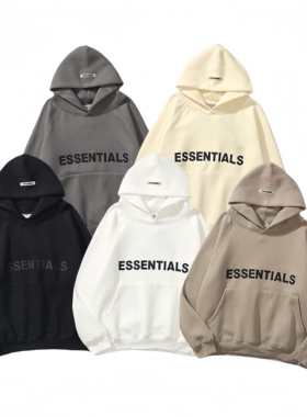 FOG秋冬欧美复线ESSENTIALS压胶立体字母卫衣连帽衫男女加绒外套