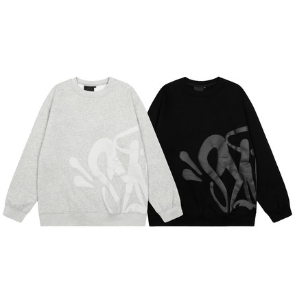 Drill Synaworld美式街头嘻哈印花圆领加绒卫衣男潮宽松运动上衣