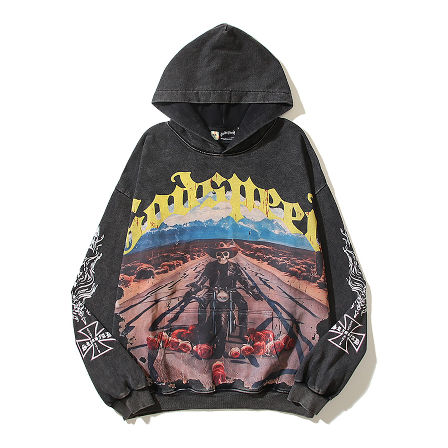 美式复古水洗宽松连帽卫衣