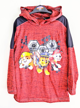 Y单狗狗队男童长袖速干衣儿童运动服上衣休闲连帽春夏T恤