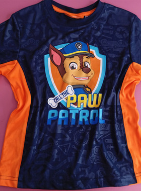 y原d男童夏季速干运动装上衣短袖T恤狗狗队汪汪阿奇卡通印花