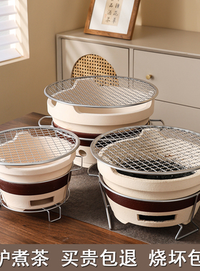 围炉煮茶室内外老式炭炉家用打边炉泥碳炉户外烧烤陶土烤奶罐罐壶