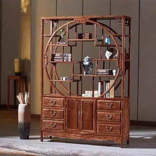 红木博古架刺猬紫檀隔厅柜收纳博古架中式实木古董架玄关架展示架