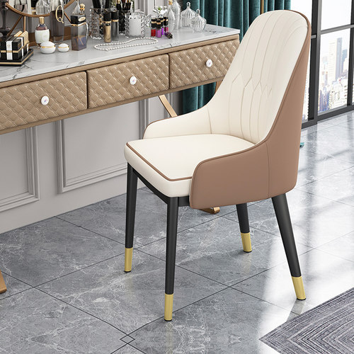 餐椅家用餐桌椅子轻奢高级茶椅麻将靠背凳子铁艺椅子梳妆凳休闲椅