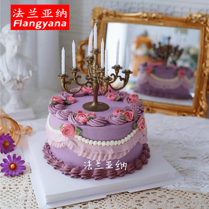 深圳动物奶油网红复古宫廷风炫彩烛台祈愿定制生日蛋糕同城配送
