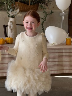 冬季 女童公主网纱裙生日手缝钻裙子 女童仿水貂绒背心纱裙