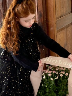 冬季 女童生日蛋糕网纱公主裙 女童丝绒五角星背心裙