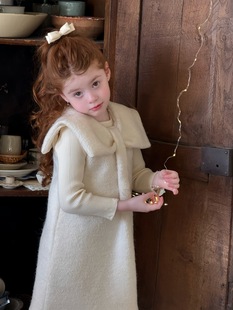 女童小香风连衣裙2025秋冬季 儿童蝴蝶结羊毛背心公主礼服裙