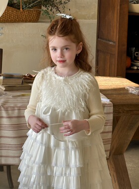 冬 韩版儿童流苏蛋糕公主裙女童生日聚会洋气连衣裙