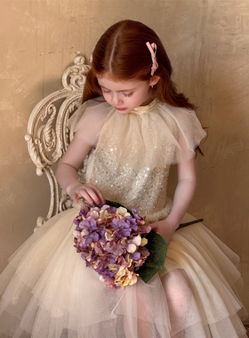 夏季新品女童 钉珠公主网纱连衣裙 气质款TUTU 裙子 蓬蓬裙