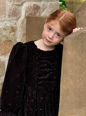 冬季新品儿童韩版女童中小童烫钻丝绒加厚连衣裙公主裙