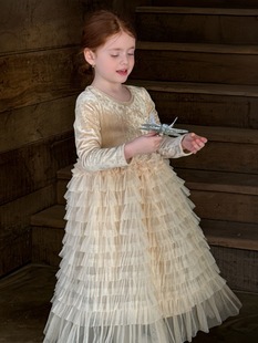 女童生日公主长裙内搭裙子 女童丝绒网纱连衣裙 冬季 韩版