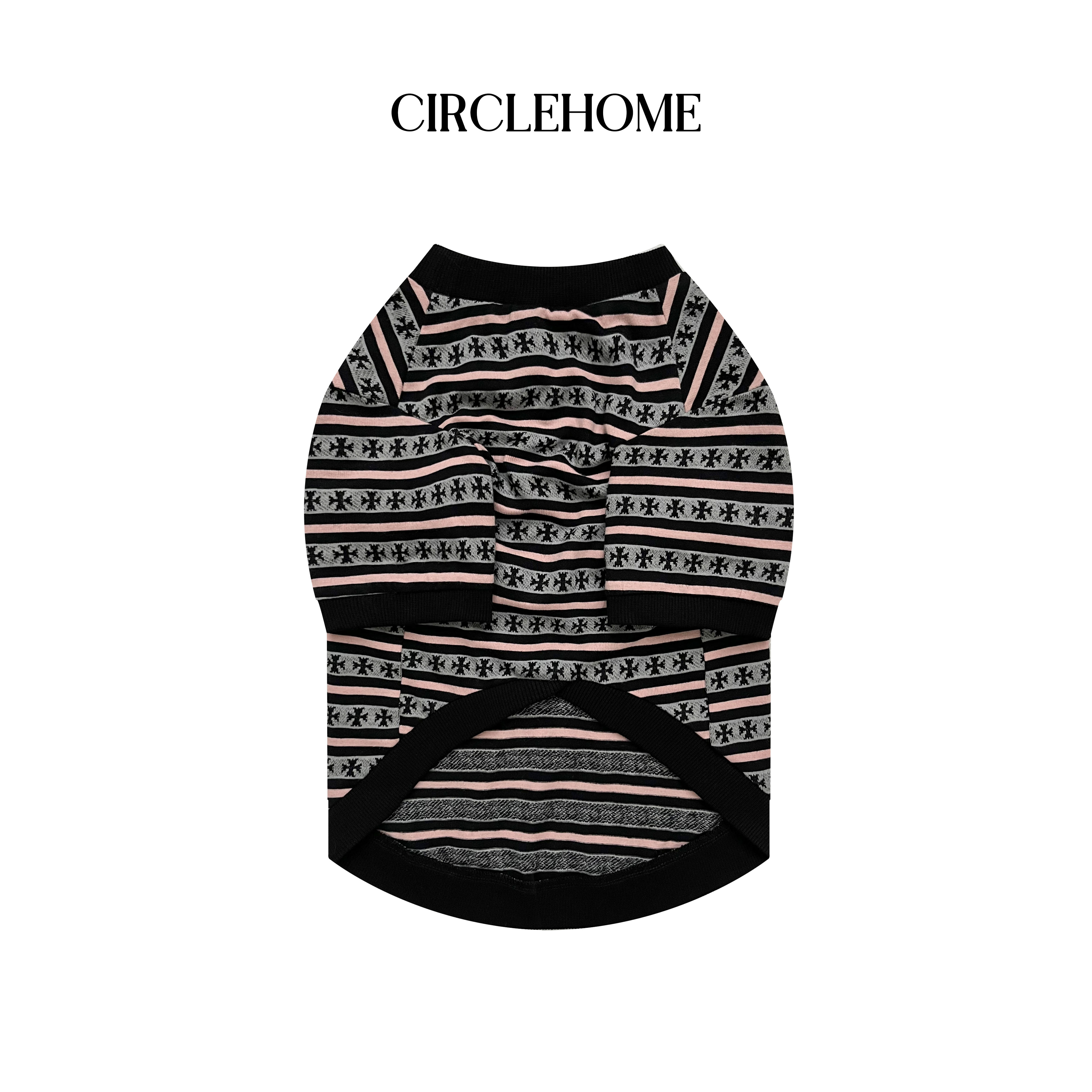 CIRCLEHOME宠府 十字花条纹春夏打底衫短袖潮流宠物衣服狗狗衣服