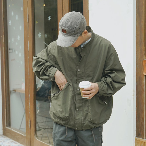 REBIRTH立领春季宽松水洗夹克