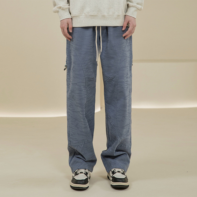 烦恼的Octopusl美式迷彩直筒蓝色法工长裤宽松复古休闲长裤子男潮