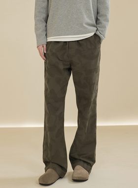 烦恼的Octopusl美式微喇迷彩vibe长裤直筒宽松简约通勤垂感裤子男