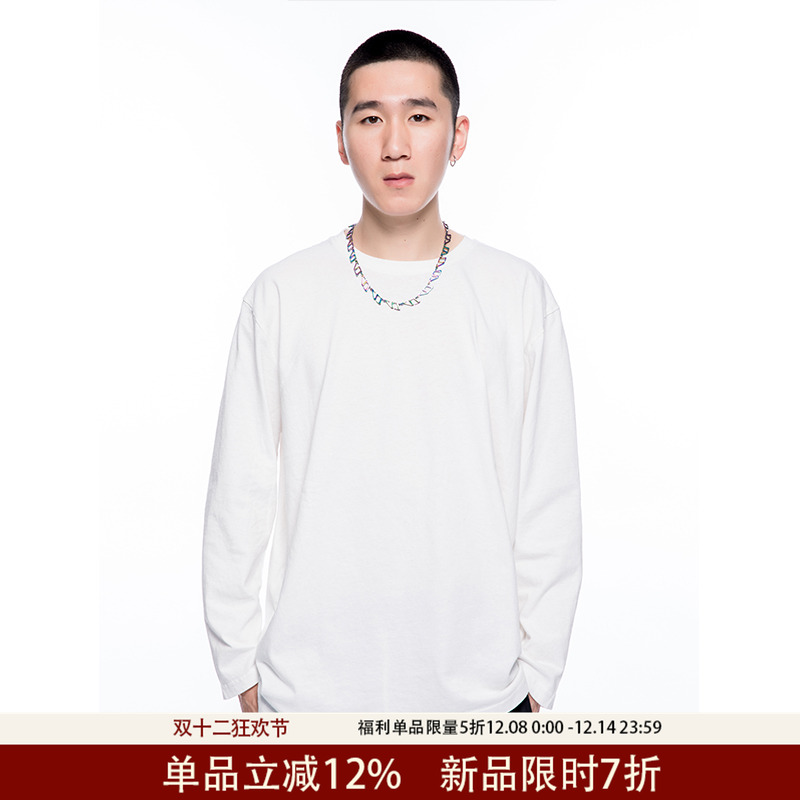 烦恼的Octopusl秋季长袖T恤重磅棉麻打底衫欧美宽松潮牌百搭长袖