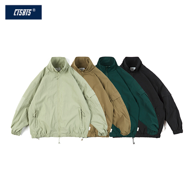 CTSBTS AWcityboy复古宽松魔术贴夹克男女立领上衣双开门拉链外套