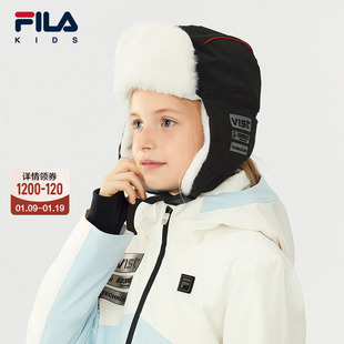 FILA斐乐儿童帽子2025年冬季新款男女童中大童防风口罩加绒雷锋帽