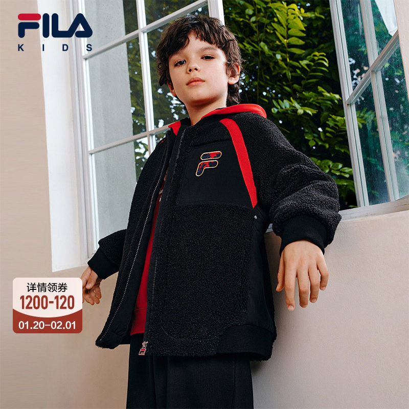 FILA斐乐儿童棉服2026年春新款男童仿羊羔绒连帽外套新年款拜年服,童装/婴儿装/亲子装,棉袄/棉服,淘宝优惠券,粉丝福利购,淘宝优惠卷