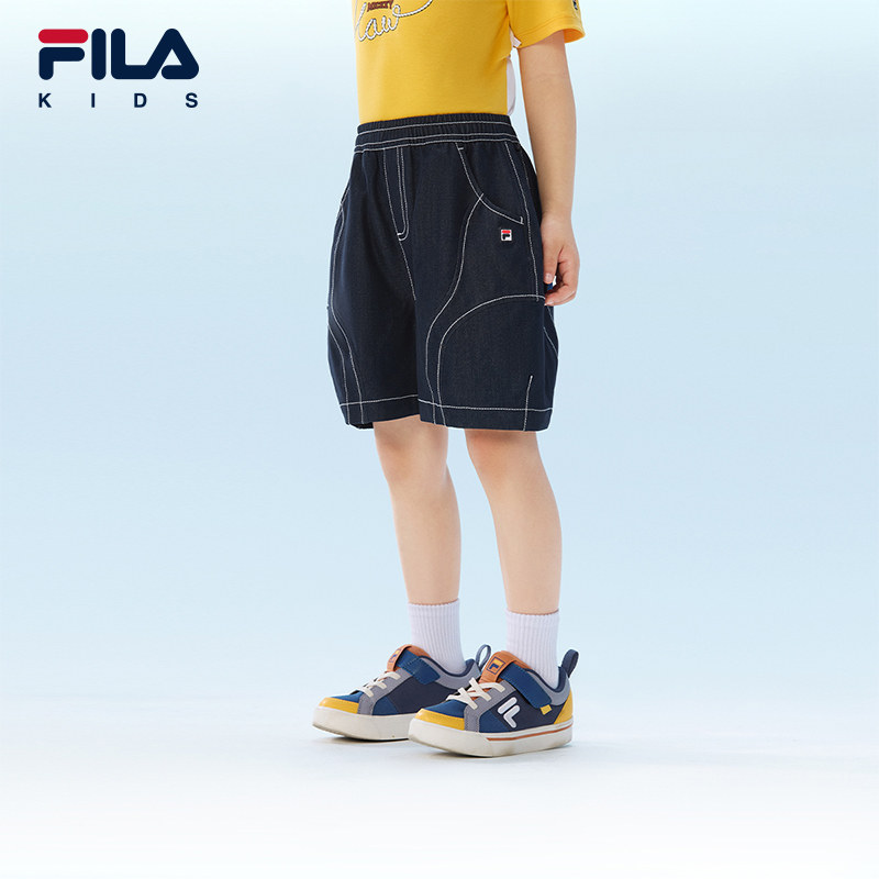 FILA斐乐儿童童装短裤2026年夏季新款男童中小童梭织仿牛仔五