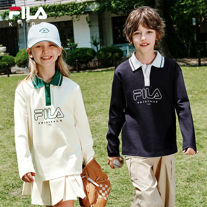 FILA斐乐男中大童长袖POLO