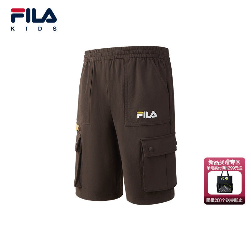FILA斐乐儿童童装短裤2026年夏季新款男小童梭织工装风七分裤