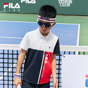上衣男中大童网球POLO衫 FILA斐乐童装 新款 儿童短袖 T恤2025年夏季