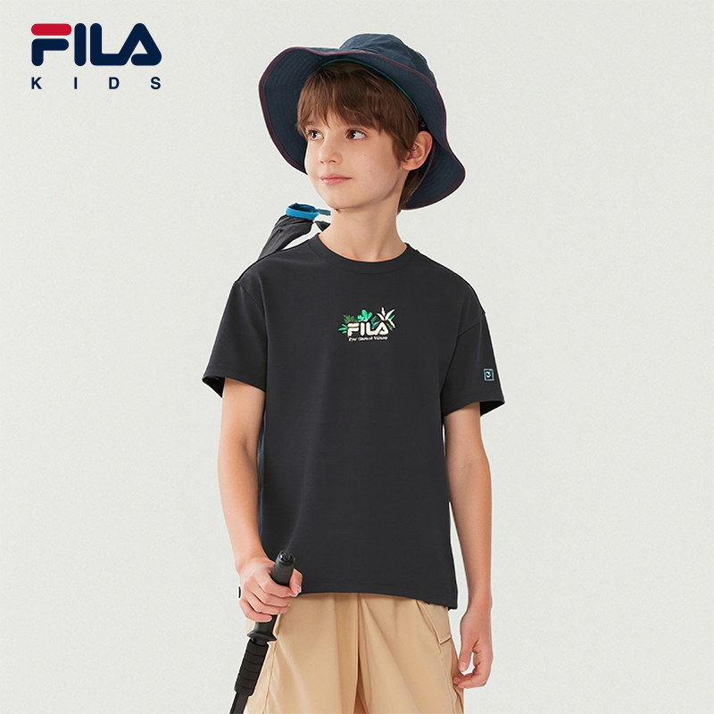 FILA斐乐儿童童装短袖衫2025年秋季新款男中大童全棉休闲宽松T恤,童装/婴儿装/亲子装,T恤,淘宝优惠券,粉丝福利购,淘宝优惠卷