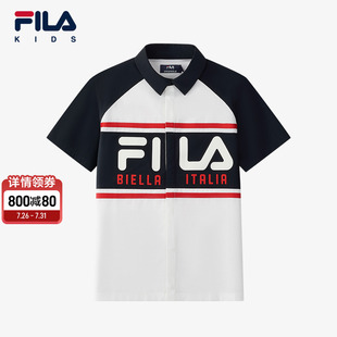 衬衫 新款 FILA斐乐儿童童装 2025年秋季 男童中大童短袖 翻领POLO衫