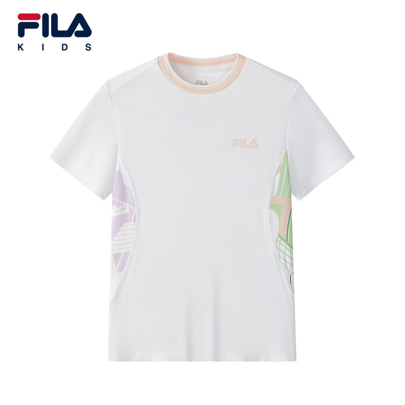 FILA斐乐儿童童装短袖T恤2025年秋季新款女童中大童运动宽松