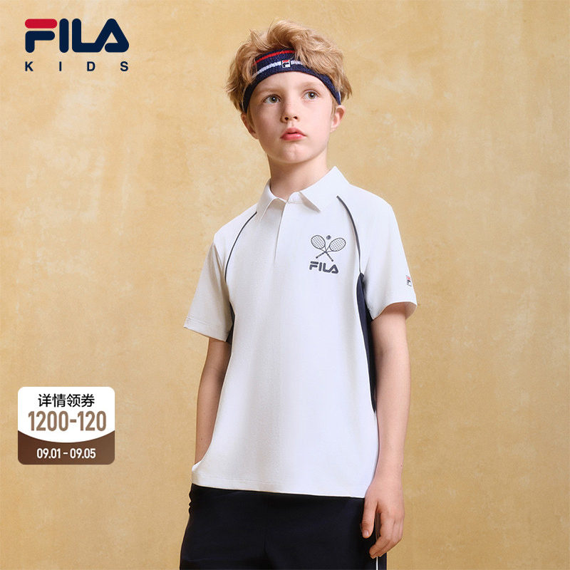 FILA斐乐男中大童针织短袖POLO衫图片