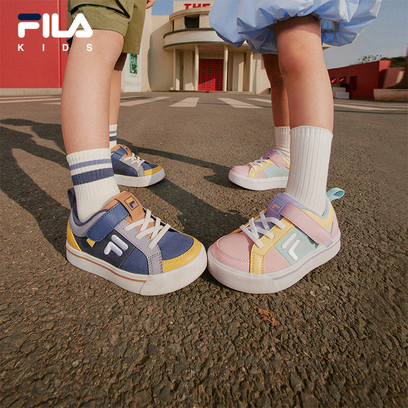 FILA斐乐童鞋儿童休闲鞋帆布鞋男女小童魔术贴板鞋运动鞋子