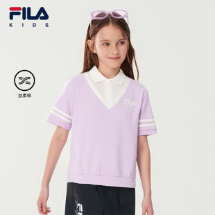 女中大童休闲上衣POLO衫 FILA斐乐儿童童装 新款 T恤2025年秋季 短袖