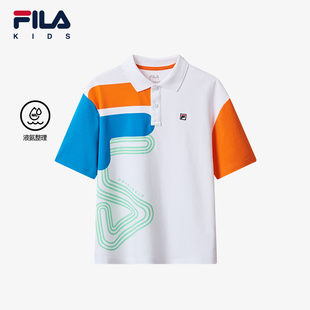 中大童男童短袖 新款 液氨整理 POLO衫 FILA斐乐儿童T恤夏季